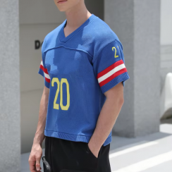 4 Pcs Pullover Short Sleeve Football V Neck Knitwear Jerseys
