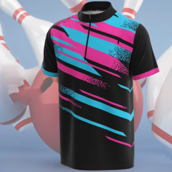 2 Pcs Striped Half Zip Quick Drying Bowling Jerseys